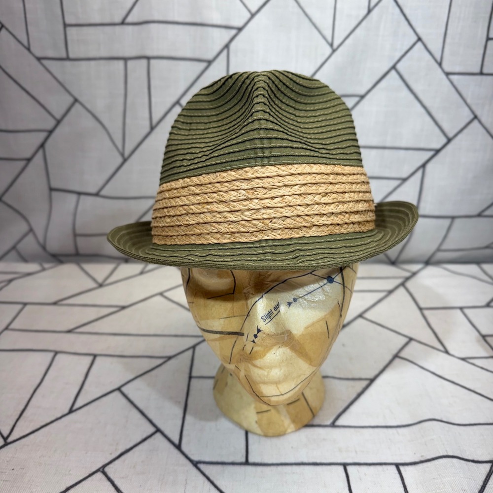 Pistil Fedora Hat One Size Green Straw Band Ribbed Crown REI New